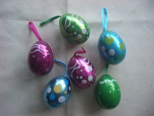 6 Deko Ostereier Metall zum Aufhängen Osterstrauß/Frühlingsstrauß