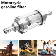Universal Waschbar Motorrad ATV 8mm Chrom Glas Kraftstoff Filter Benzin Diesel~