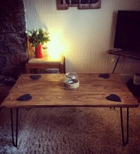 Industrieller Retro Couchtisch Recycling Rustikales Holz Haarnadel Beine, auf Bestellung gefertigt!