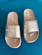 Replay Saunaschuhe, Badelatschen, Badeschuhe ungetragen, gold Gr. 40