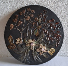 Ruscha art Keramik Relief Wandbild Floral Wandplatte ca. 50/60er Jahre Vintage
