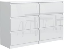 Kommode weiss hochglanz mit - weiss, 6