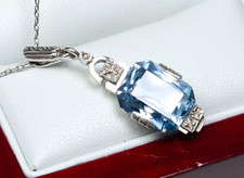 835 Silber - antiker Art Deco Anhänger - blauer Spinell