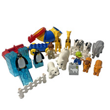 LEGO DUPLO Zootiere Konvolut, Giraffe, Zebra, Pinguin, Löwe, Eisbär, Figur, Auto