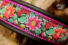 Hundehalsband Leder Blumen