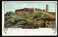 Künstler-AK Brocken, Brockenhotel 1906 