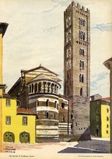 Basilica minor San Frediano in Lucca XL Kunstdruck 1938 Martin Hansmann Toskana