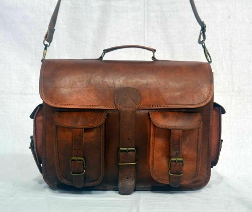 Braun leder messenger bag - leder,