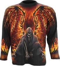 Spiral Direct FLAMING DEATH LONGSLEVEE Fire Goth Skelett Totenkopf Biker TOP