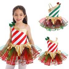 DE Mädchen Ballett Tutu Kleid Weihnachtskleid Mit Schleife Weihnachten Kostüm 