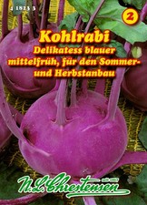 N.L. Chrestensen Kohlrabi Delikatess Blau | Sommersorte, zarte Knolle,Saatgut