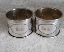 Pärchen Serviettenringe 800 Silber graviert Bubi und Engel 