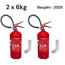 Feuerlöscher ABC Pulver   6kg  mit Wandhalterung Aktuelle Produktion 2025 2Stk.