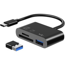 Multifunktionaler USB C zu SD/Micro SD Kartenleser mit USB 2.0 Anschluss, 3-in-1