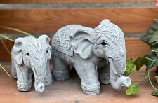 Steinfigur 2er Set Elefanten Gartenfigur Steinfiguren wetterfest Elefant