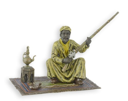 Bronzeskulptur mann mit flinte - bronzeskulptur,