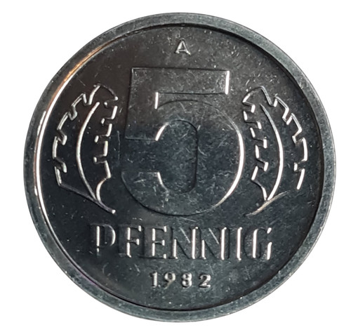 Ddr kursmünze pfennig 1982 - ddr, 5