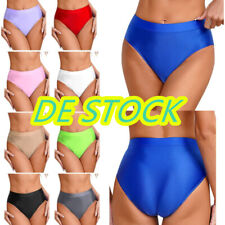 DE Damen Glanz Slips Hohe Taille Hipster Stretch Taillenslip Unterhose Bikini