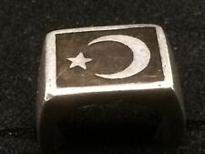 Schwerer Massiv Ring 20 mm Innenmaß 925er Silber Mond Sichel Stern 18 g! ERDA