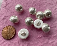 10 Knöpfe 11,5mm weiß perlmutt Trachten Facette Ösenknopf halbkugel Brautkleid 