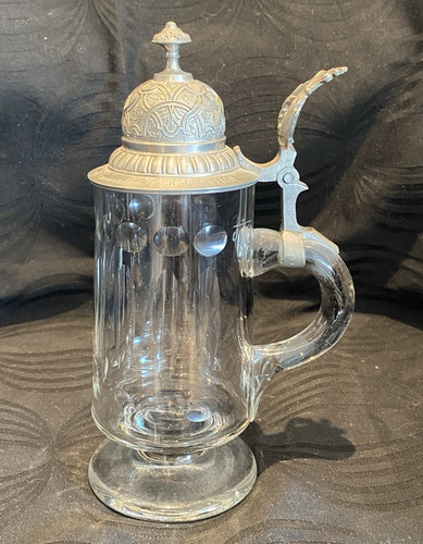 Antiker glas bierkrug mit - antiker, glas-bierkrug