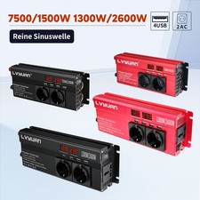 Auto 1500W 2000W 2600W Spannungswandler 12V auf 230V Wechselrichter mit 4USB LED