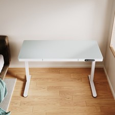 Elektrisch Höhenverstellbarer Schreibtisch Glasplatte mit USB und Type-C 120x60