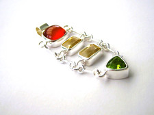 Citrin Peridot Karneol Carneol Edelstein Design Ketten-Anhänger 52 mm 925 Silber