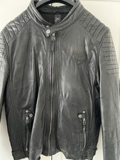 Gipsy Herren Lederjacke Bikerjacke Größe L Schwarz mit Kapuze