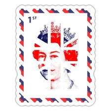 Queen Elizabeth Union Jack UK Briefmarke Flagge Königin Aufkleber Sticker