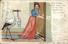 Ak Storch bringt ein Baby, Ich kam doch ungerufen nie - 11051107