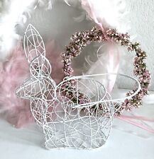 Clayre & Eef Großer Korb Hase Osterhase Osterkorb Eierkorb, Eisen Weiß, H: 27 cm