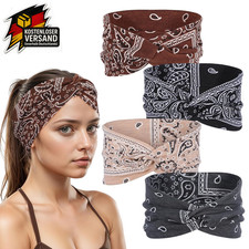 Damen Stirnband elastisch Haarband weich rutschfest Boho Sport Fitness Set 4 Stü