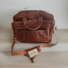 Stilord Aktentasche Laptoptasche  Business Schultertasche Echt Leder Cognac