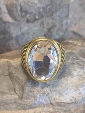 Herren Ring Gr 58 in Gold für Sammler Film Theater Statisten König Weiß