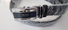 Hugo Boss Gürtel Leder Automatisch Schwarz Neu Ungeöffnet Unisex Kurzbar  115 cm