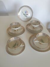 Winterling MARKTLEUTHEN Bavaria Tasse & Untertasse gold weiß mit Blumen (TRIO)