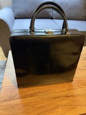 Elegante Damen Vintage 50/60er Jahre Tasche, Leder, schwarz, mit Schloss, Juvena