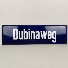 Vintage Emaille Straßenschild – „Dubinaweg“, 60er Jahre, 50cm