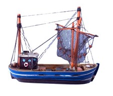 Fischerboot Kutter mit Netzen