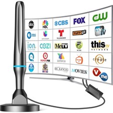 Fernseher Antenne, HD TV, 4K, Zimmerantenne, 120 km Reichweite, Magnet