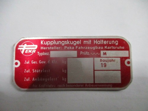 Typenschild ahk peka - typenschild,
