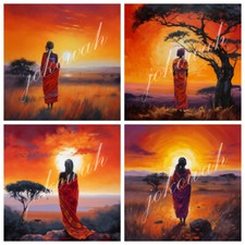 Deko Bild Afrika Frau Sonnenuntergang Wandbild Wanddeko Dekofliese Wandfliese