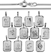 925 ECHT SILBER *** Anhänger Sternzeichen rechteckig 23 mm, Kette optional 