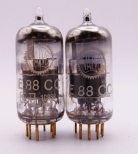 2x VALVO E88CC 6922 White Label O Getter Röhre geprüft gut  / Tested strong