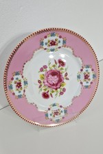 Pip Studio Home Kuchenteller Große Blume Pink Rosa Goldrand 17,3 cm
