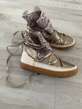 IKKII Schnür-Stiefeletten Damen Gr. DE 38 wollweiß-nude-schwarz Boots Look Leo