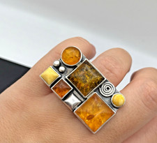 925 Silber Ring Gr. 58 Bernstein – Modern Design Statement Schmuck von DUR