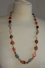 Modeschmuck Halskette Kette Steinkette, bunte Natursteine 60iger Jahre, 60s
