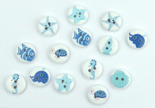 10x Knopf 15mm rund Maritim